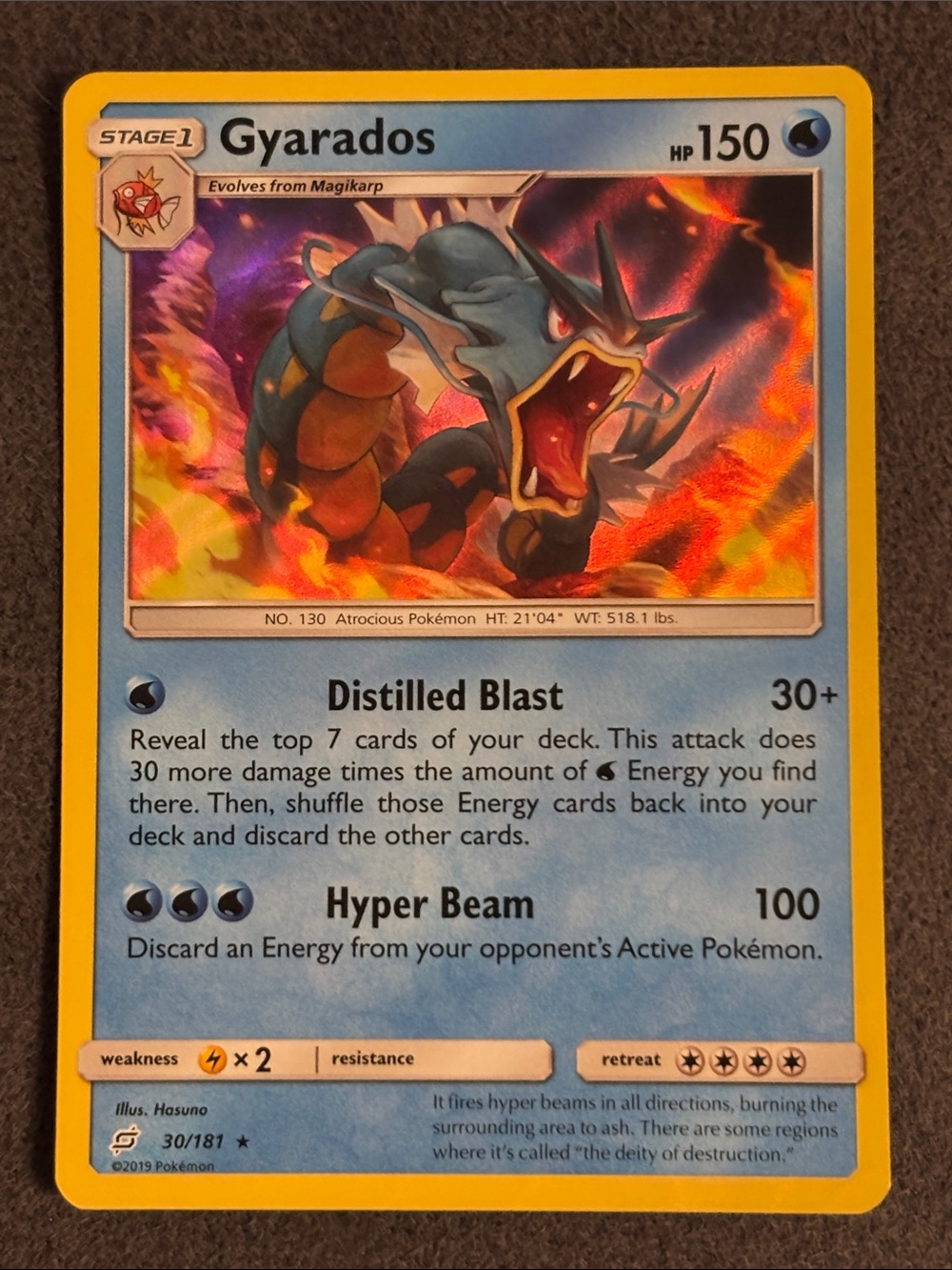Gyarados Holographic Trading Card - Pokemon Team Up